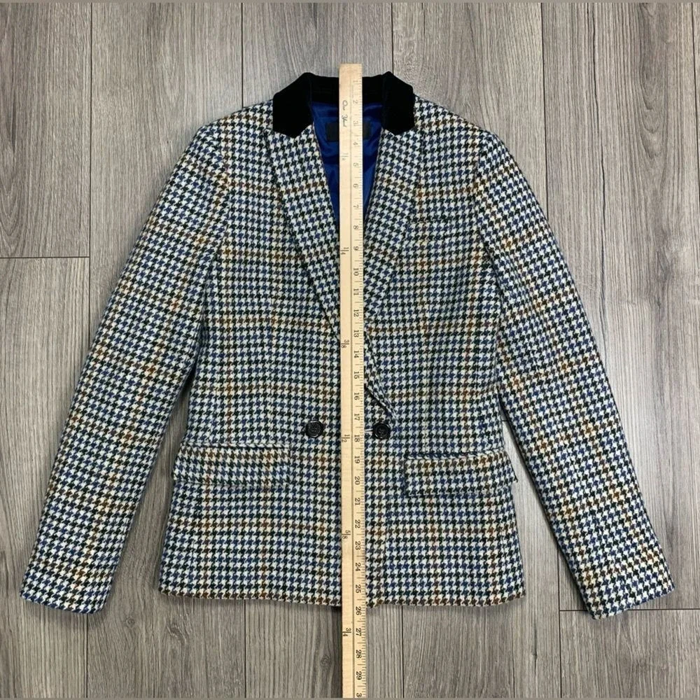 NEW‎ J.CREW WOOL DOVER BLAZER IN HOUNDSTOOTH Sz 00 NWOT
